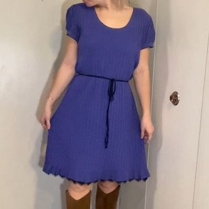 Indigo Simply Vera Wang Knit Knee Length Dress Lace Hem